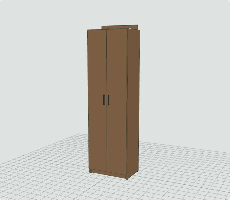 Clóset Multifuncional D319-10: el mueble terminado, en el modelo 3D de la guía